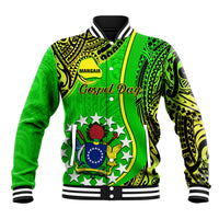 Personalised Cook Islands Baseball Jacket Mangaia Gospel Day Green Version - Wonder Print Shop