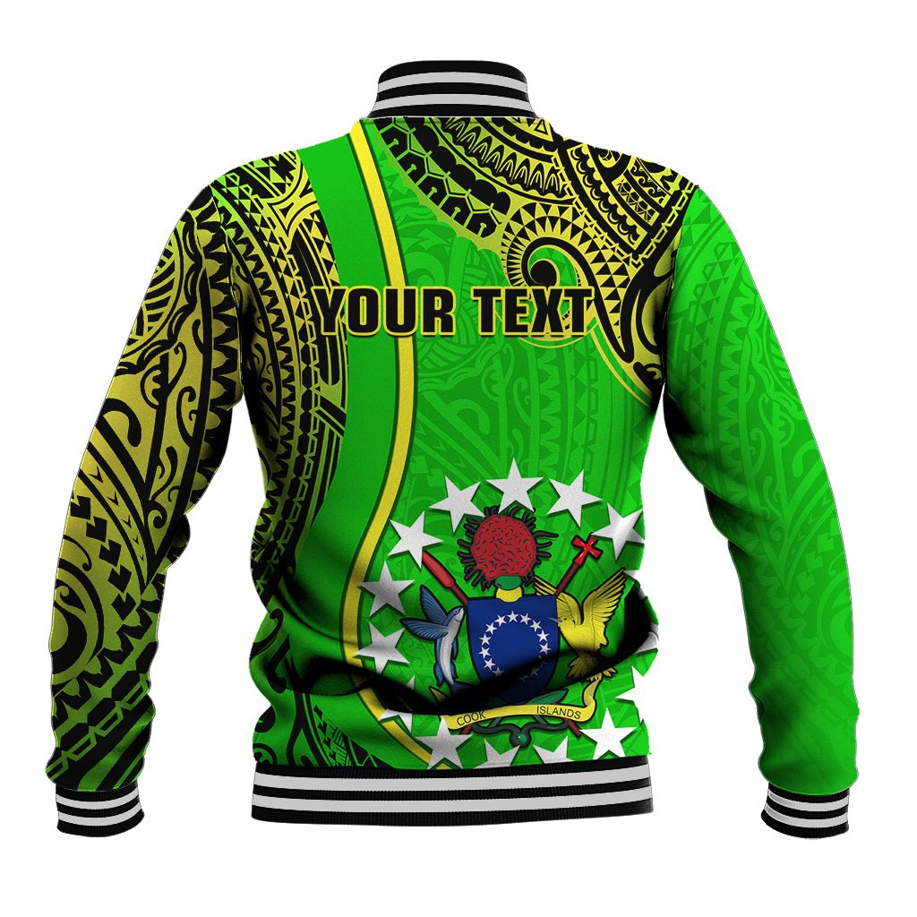 Personalised Cook Islands Baseball Jacket Mangaia Gospel Day Green Version - Wonder Print Shop