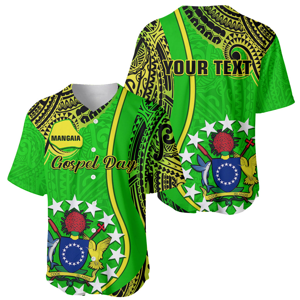 Personalised Cook Islands Baseball Jersey Mangaia Gospel Day Green Version - Wonder Print Shop