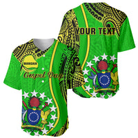 Personalised Cook Islands Baseball Jersey Mangaia Gospel Day Green Version - Wonder Print Shop