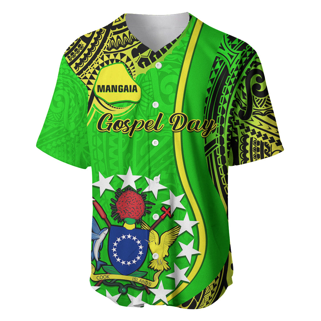 Personalised Cook Islands Baseball Jersey Mangaia Gospel Day Green Version - Wonder Print Shop