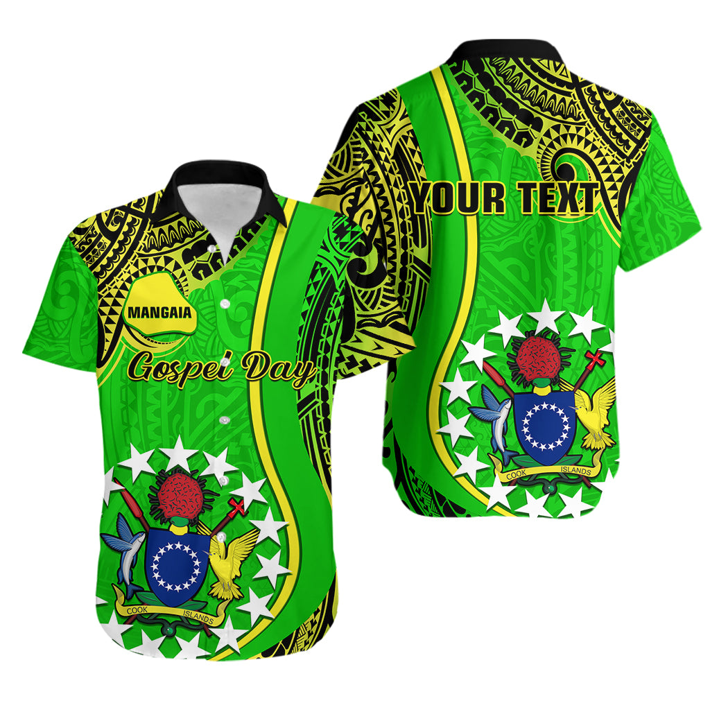 Personalised Cook Islands Hawaiian Shirt Mangaia Gospel Day Green Version - Wonder Print Shop
