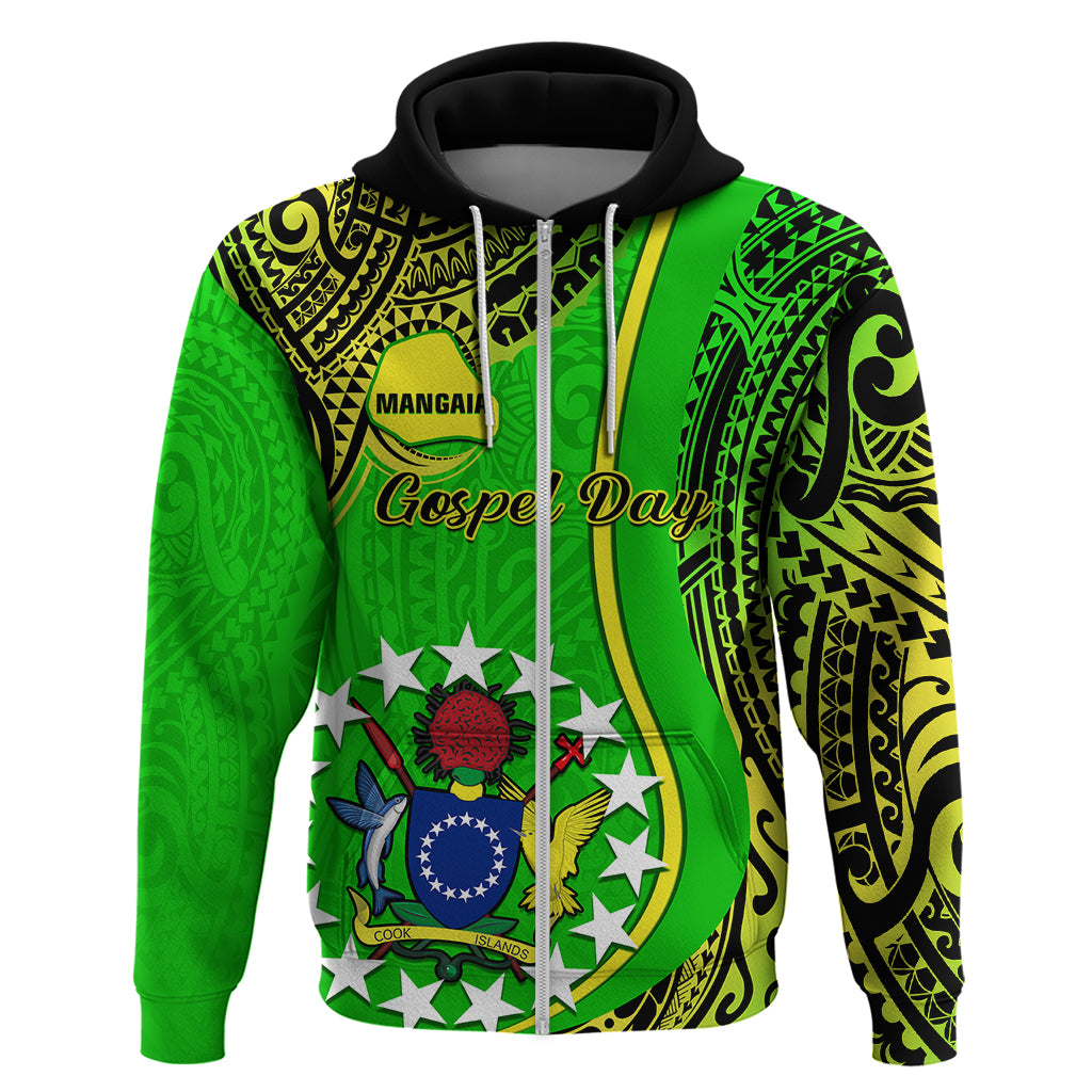 Custom Cook Islands Hoodie Mangaia Gospel Day Green Version - Wonder Print Shop