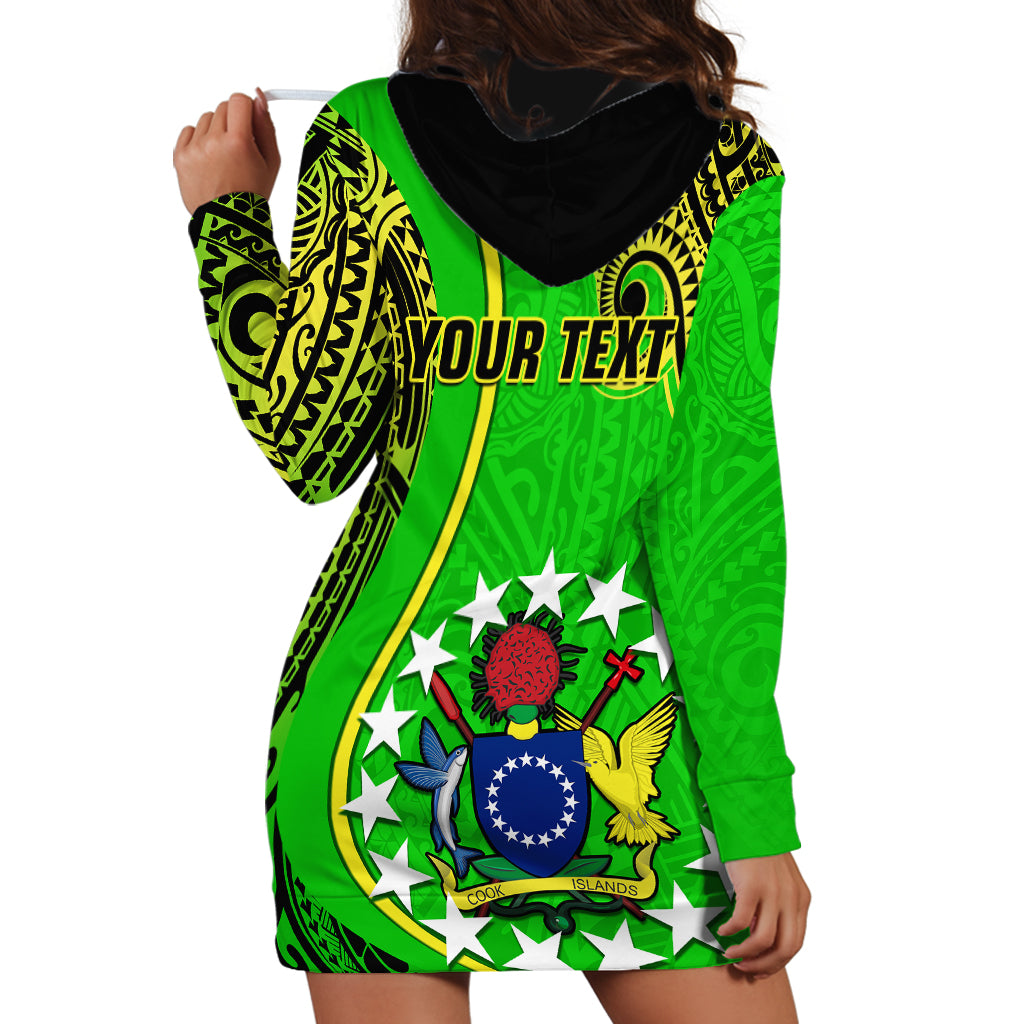 Personalised Cook Islands Hoodie Dress Mangaia Gospel Day Green Version - Wonder Print Shop