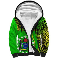 Personalised Cook Islands Sherpa Hoodie Mangaia Gospel Day Green Version - Wonder Print Shop