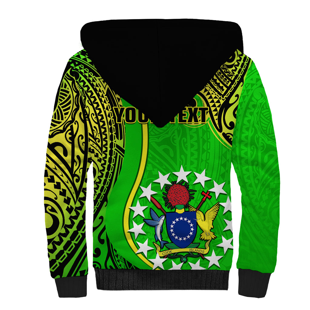 Personalised Cook Islands Sherpa Hoodie Mangaia Gospel Day Green Version - Wonder Print Shop