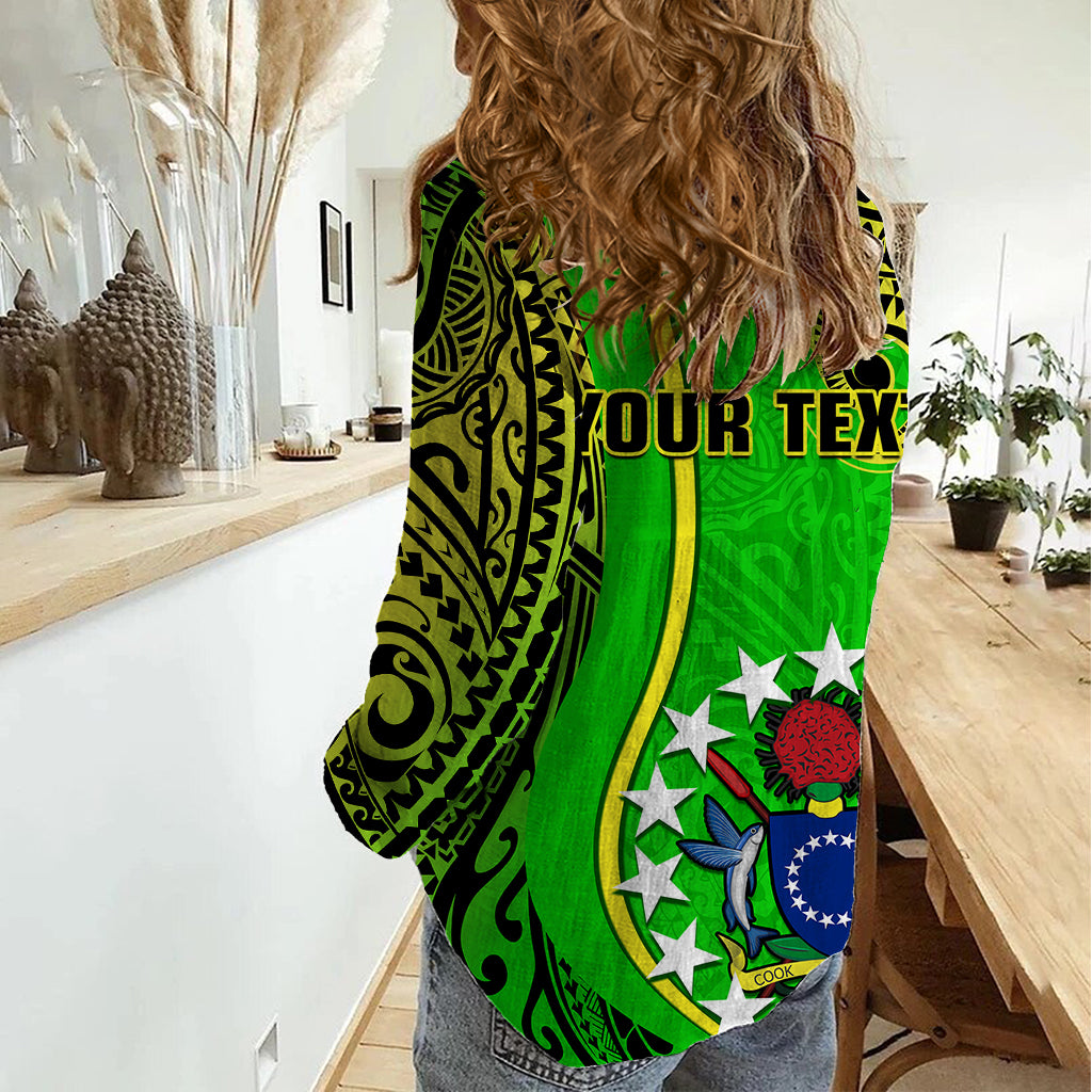 Personalised Cook Islands Women Casual Shirt Mangaia Gospel Day Green Version - Wonder Print Shop
