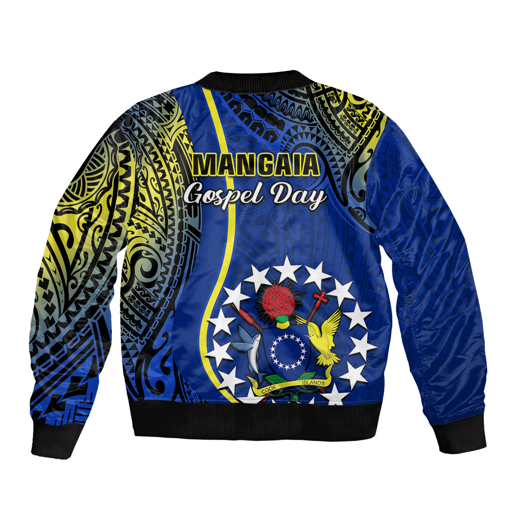 Polynesian Pride Cook Islands Bomber Jacket Mangaia Gospel Day Blue Version - Wonder Print Shop