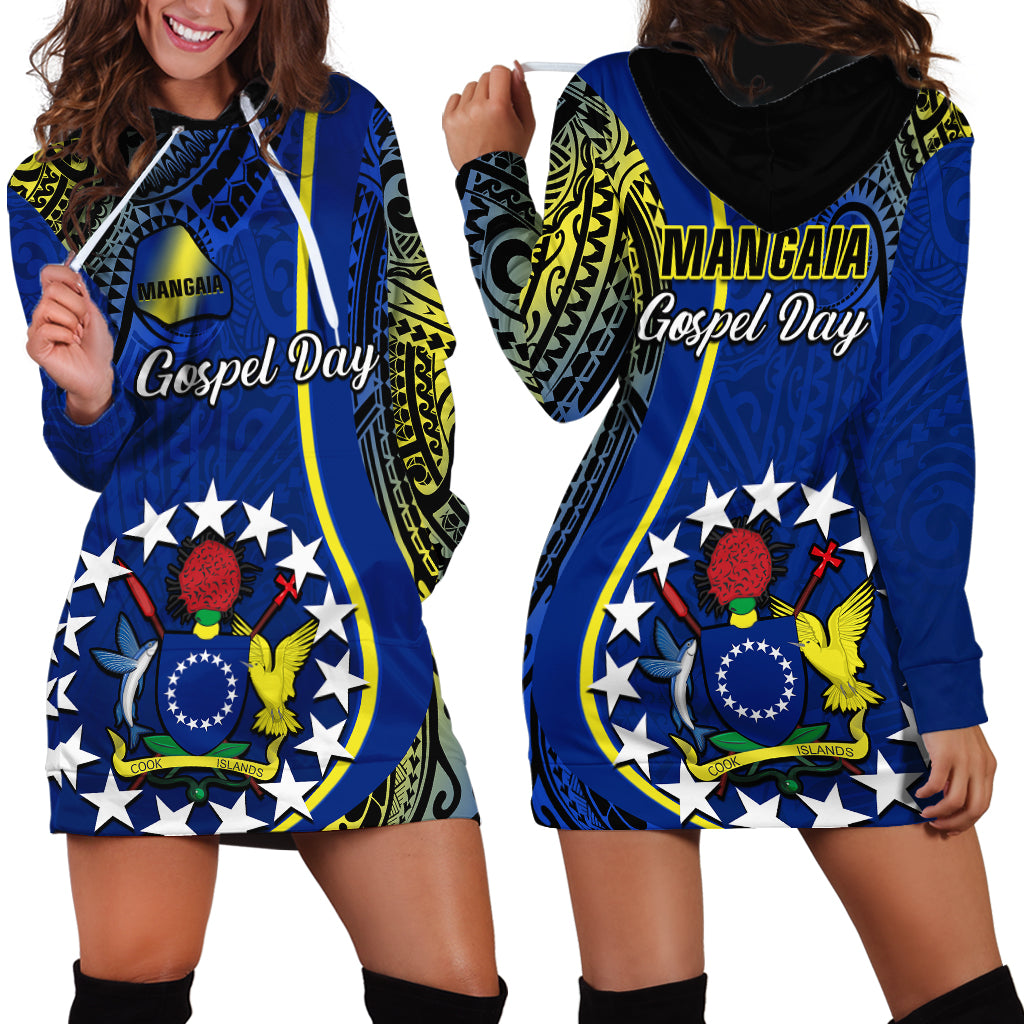 Polynesian Pride Cook Islands Hoodie Dress Mangaia Gospel Day Blue Version - Wonder Print Shop