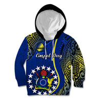 Polynesian Pride Cook Islands Kid Hoodie Mangaia Gospel Day Blue Version - Wonder Print Shop