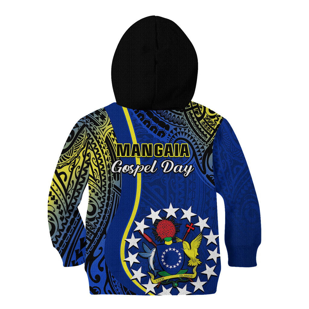 Polynesian Pride Cook Islands Kid Hoodie Mangaia Gospel Day Blue Version - Wonder Print Shop