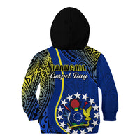 Polynesian Pride Cook Islands Kid Hoodie Mangaia Gospel Day Blue Version - Wonder Print Shop