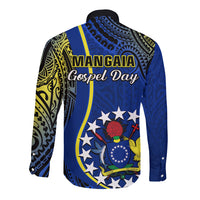 Polynesian Pride Cook Islands Long Sleeve Button Shirt Mangaia Gospel Day Blue Version - Wonder Print Shop