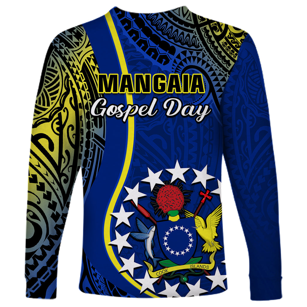 Polynesian Pride Cook Islands Long Sleeve Shirt Mangaia Gospel Day Blue Version - Wonder Print Shop