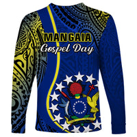 Polynesian Pride Cook Islands Long Sleeve Shirt Mangaia Gospel Day Blue Version - Wonder Print Shop