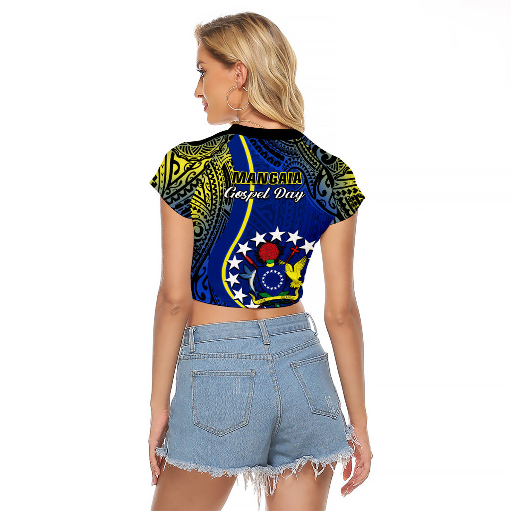 Polynesian Pride Cook Islands Raglan Cropped T Shirt Mangaia Gospel Day Blue Version - Wonder Print Shop