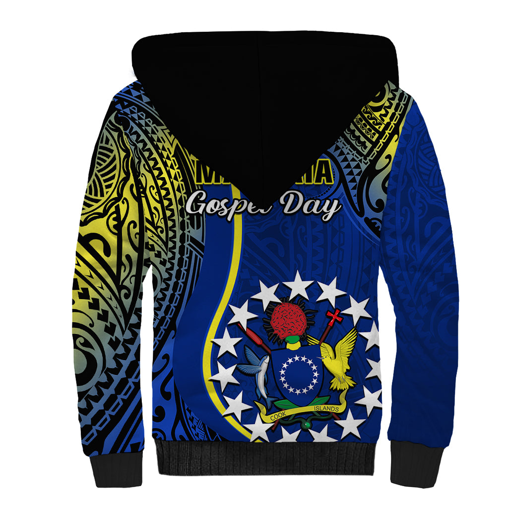 Polynesian Pride Cook Islands Sherpa Hoodie Mangaia Gospel Day Blue Version - Wonder Print Shop