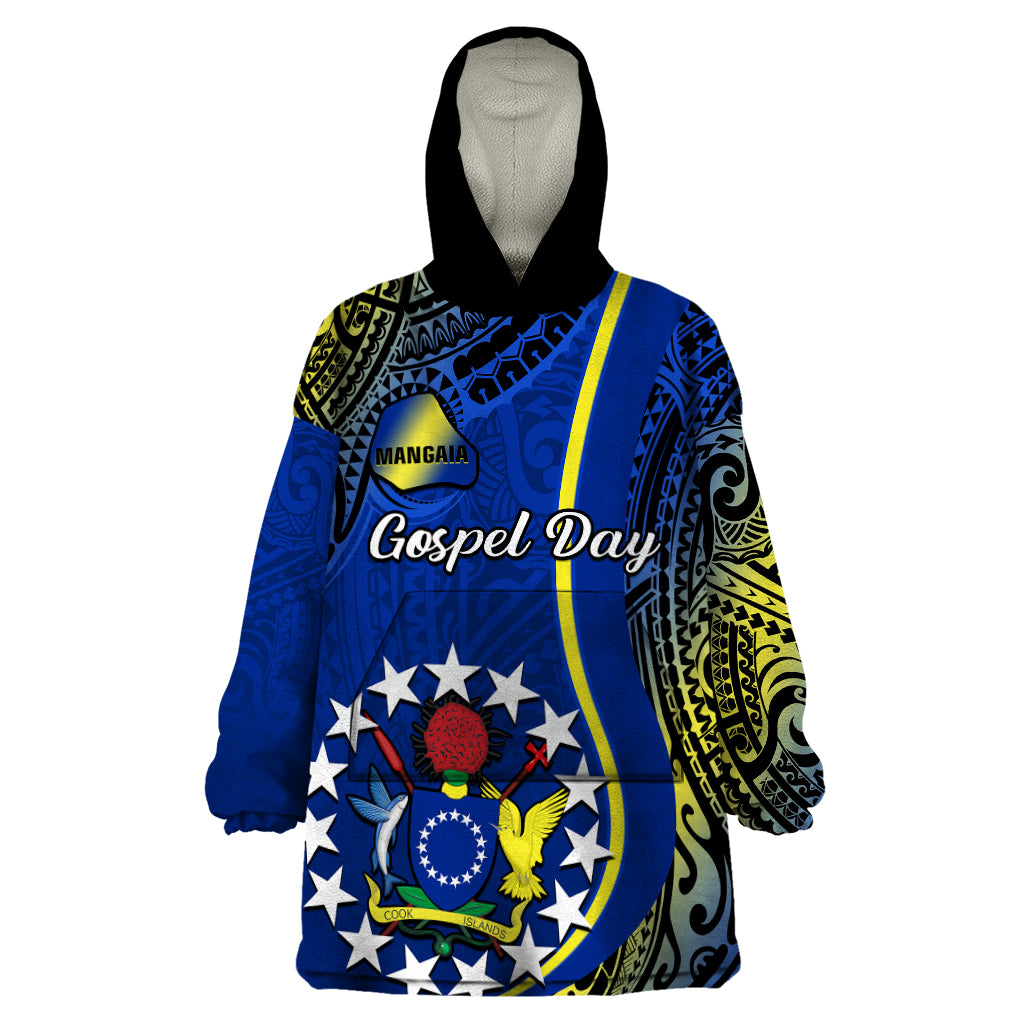 Polynesian Pride Cook Islands Wearable Blanket Hoodie Mangaia Gospel Day Blue Version - Wonder Print Shop