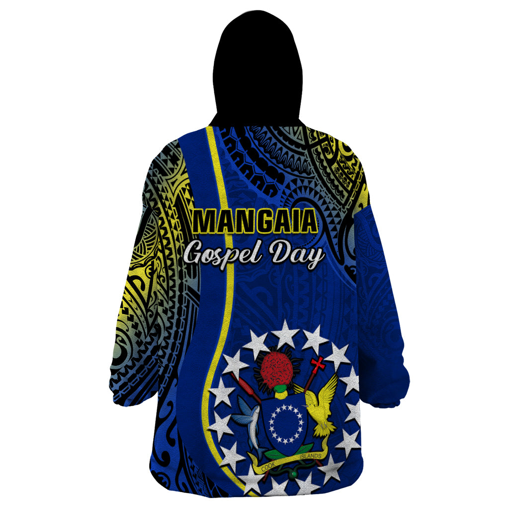 Polynesian Pride Cook Islands Wearable Blanket Hoodie Mangaia Gospel Day Blue Version - Wonder Print Shop