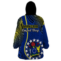 Polynesian Pride Cook Islands Wearable Blanket Hoodie Mangaia Gospel Day Blue Version - Wonder Print Shop