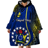 Polynesian Pride Cook Islands Wearable Blanket Hoodie Mangaia Gospel Day Blue Version - Wonder Print Shop