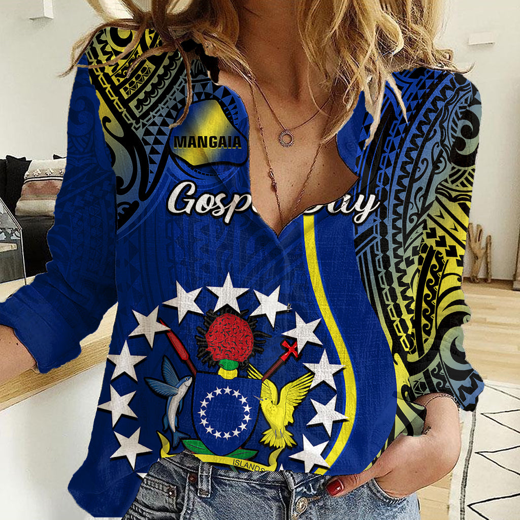 Polynesian Pride Cook Islands Women Casual Shirt Mangaia Gospel Day Blue Version - Wonder Print Shop