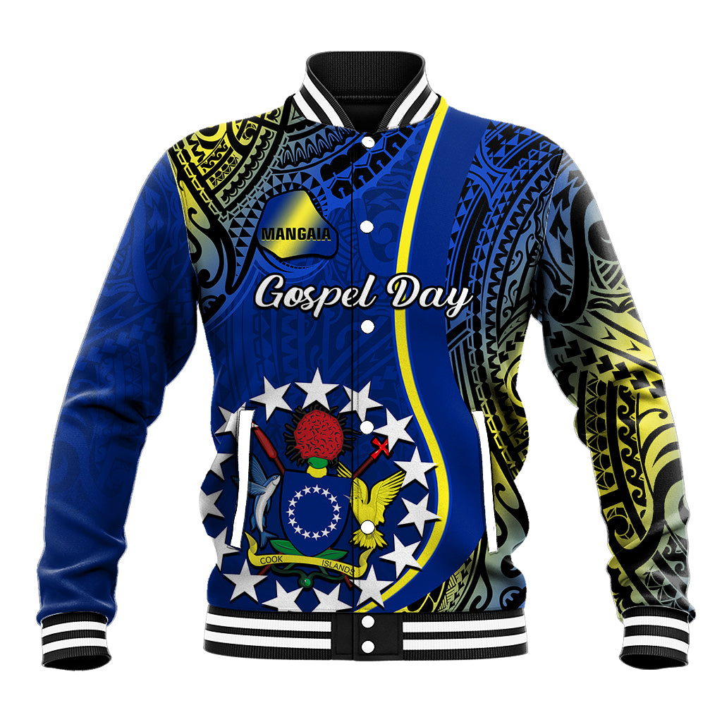 Personalised Cook Islands Baseball Jacket Mangaia Gospel Day Blue Version - Wonder Print Shop