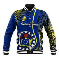 Personalised Cook Islands Baseball Jacket Mangaia Gospel Day Blue Version - Wonder Print Shop