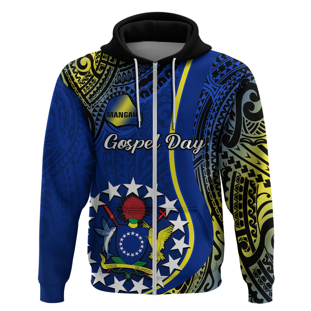 Custom Cook Islands Hoodie Mangaia Gospel Day Blue Version - Wonder Print Shop