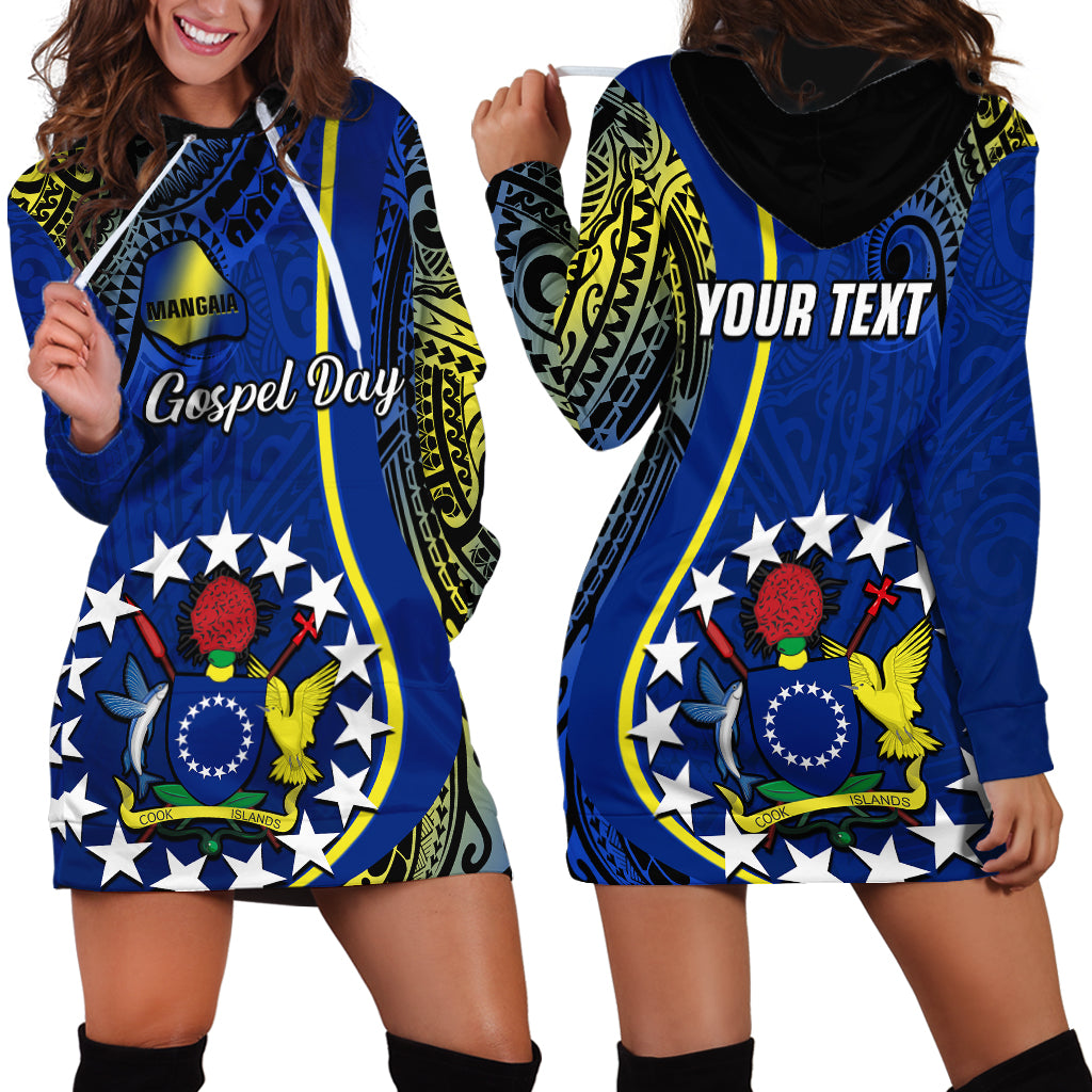 Personalised Cook Islands Hoodie Dress Mangaia Gospel Day Blue Version - Wonder Print Shop