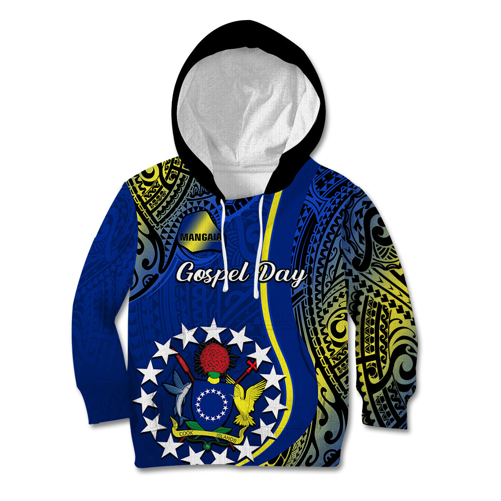 Personalised Cook Islands Kid Hoodie Mangaia Gospel Day Blue Version - Wonder Print Shop