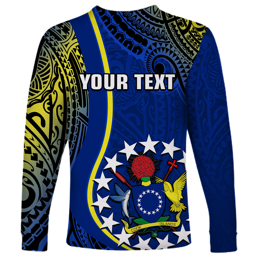 Personalised Cook Islands Long Sleeve Shirt Mangaia Gospel Day Blue Version - Wonder Print Shop