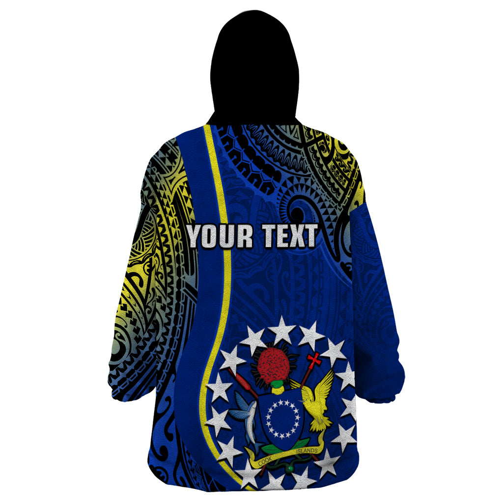 Personalised Cook Islands Wearable Blanket Hoodie Mangaia Gospel Day Blue Version - Wonder Print Shop