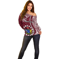 June 15 Mangaia Gospel Day Mangaia Cook Islands Off Shoulder Sweater Maroon Version - Wonder Print Shop
