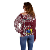 June 15 Mangaia Gospel Day Mangaia Cook Islands Off Shoulder Sweater Maroon Version - Wonder Print Shop