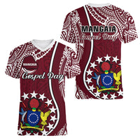 June 15 Mangaia Gospel Day Mangaia Cook Islands Women V Neck T Shirt Maroon Version - Wonder Print Shop
