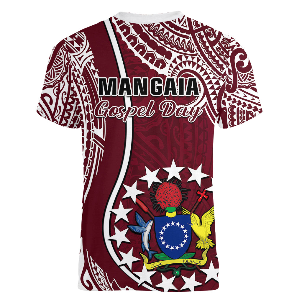 June 15 Mangaia Gospel Day Mangaia Cook Islands Women V Neck T Shirt Maroon Version - Wonder Print Shop