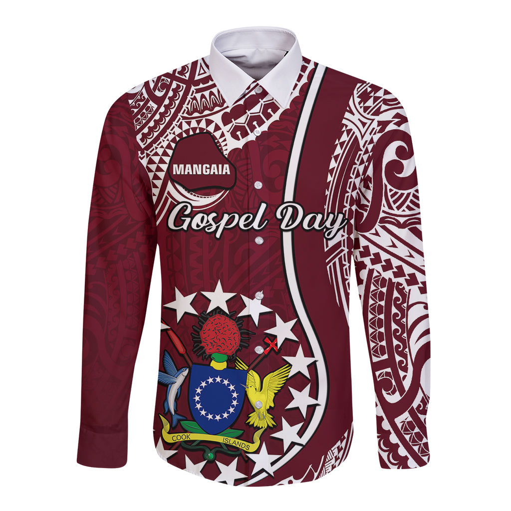 Personalised June 15 Mangaia Gospel Day Mangaia Cook Islands Long Sleeve Button Shirt Maroon Version - Wonder Print Shop