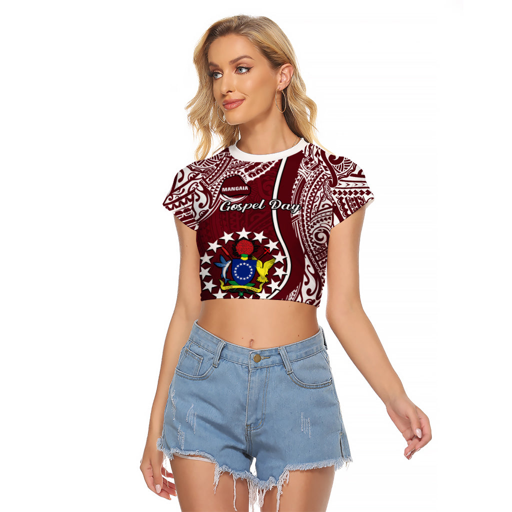 Personalised June 15 Mangaia Gospel Day Mangaia Cook Islands Raglan Cropped T Shirt Maroon Version - Wonder Print Shop