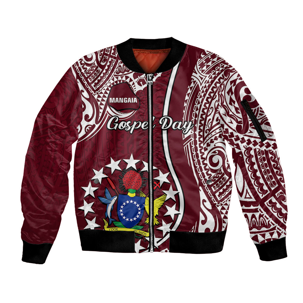 Personalised June 15 Mangaia Gospel Day Mangaia Cook Islands Sleeve Zip Bomber Jacket Maroon Version - Wonder Print Shop