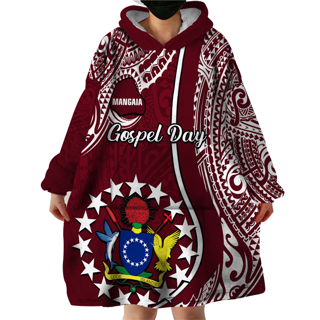 Personalised June 15 Mangaia Gospel Day Mangaia Cook Islands Wearable Blanket Hoodie Maroon Version - Wonder Print Shop