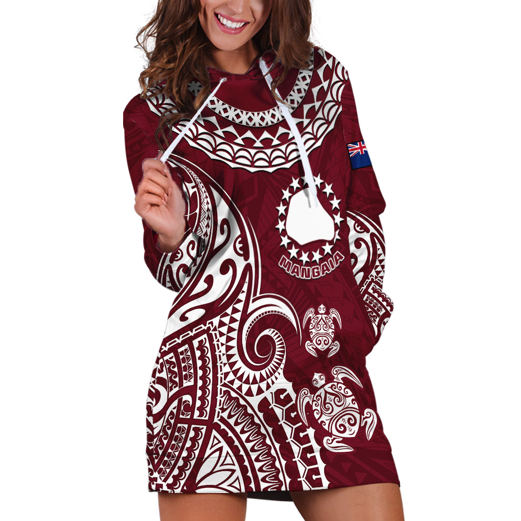 Personalised Mangaia Cook Islands Hoodie Dress Polynesian Sea Turtle - Wonder Print Shop