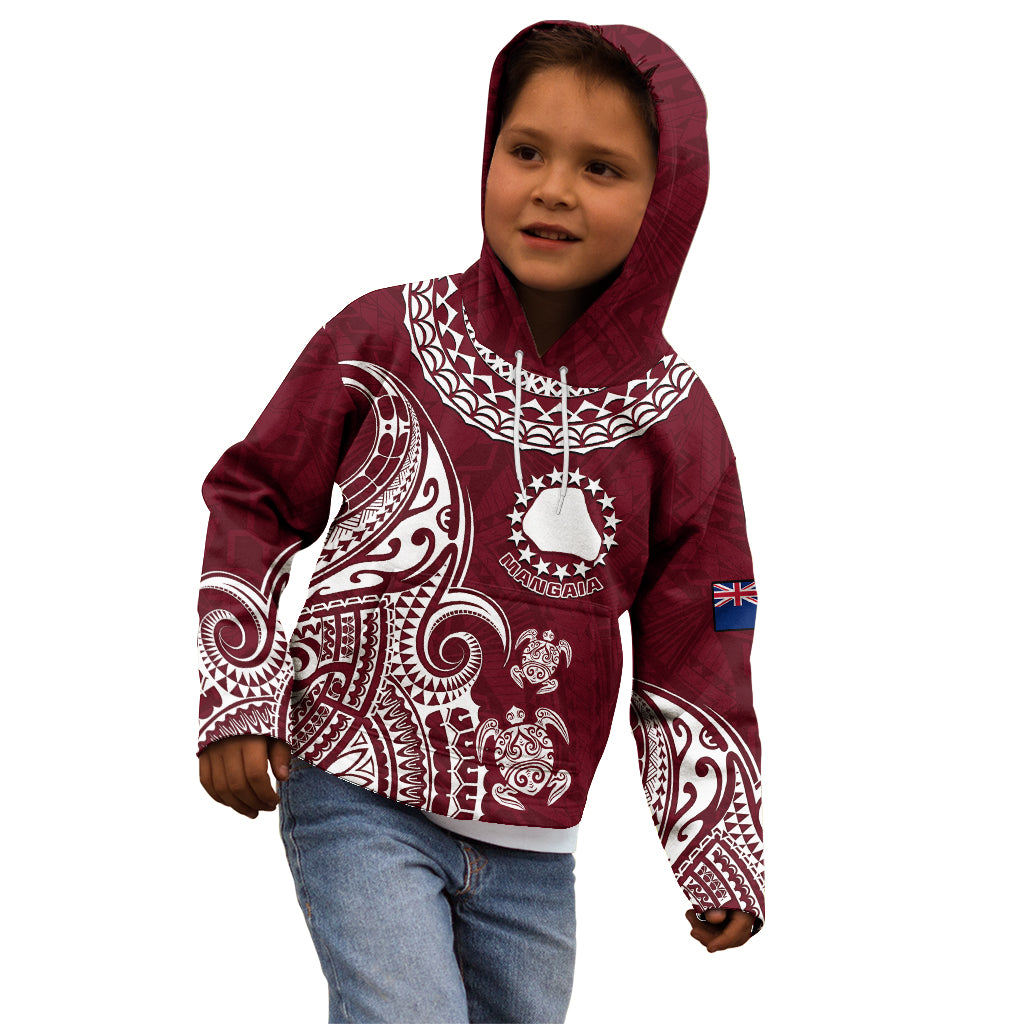 Personalised Mangaia Cook Islands Kid Hoodie Polynesian Sea Turtle - Wonder Print Shop
