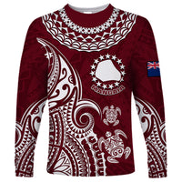 Personalised Mangaia Cook Islands Long Sleeve Shirt Polynesian Sea Turtle - Wonder Print Shop