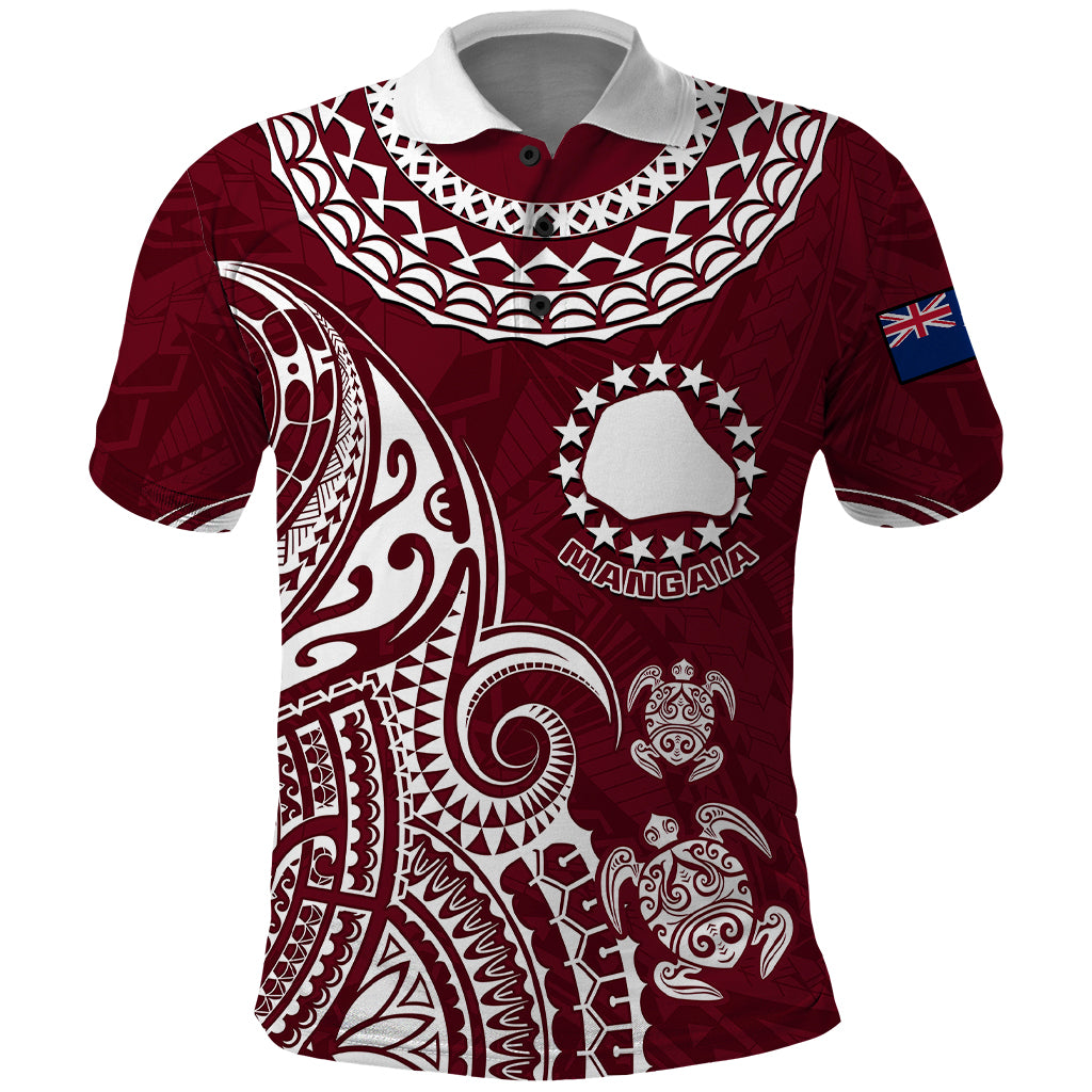 Custom Mangaia Cook Islands Polo Shirt Polynesian Sea Turtle - Wonder Print Shop