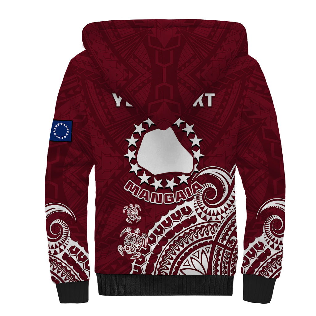 Personalised Mangaia Cook Islands Sherpa Hoodie Polynesian Sea Turtle - Wonder Print Shop