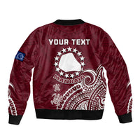 Personalised Mangaia Cook Islands Sleeve Zip Bomber Jacket Polynesian Sea Turtle - Wonder Print Shop