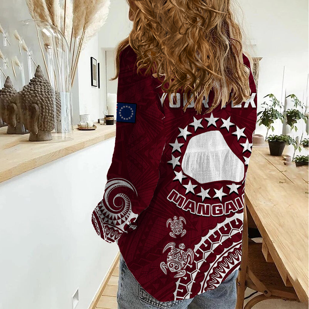 Personalised Mangaia Cook Islands Women Casual Shirt Polynesian Sea Turtle - Wonder Print Shop