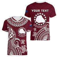 Personalised Mangaia Cook Islands Women V Neck T Shirt Polynesian Sea Turtle - Wonder Print Shop