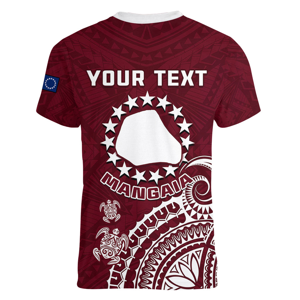 Personalised Mangaia Cook Islands Women V Neck T Shirt Polynesian Sea Turtle - Wonder Print Shop